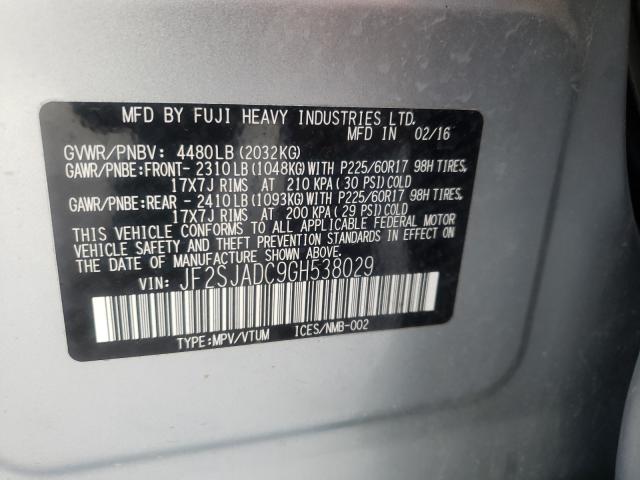 Photo 9 VIN: JF2SJADC9GH538029 - SUBARU FORESTER 2 