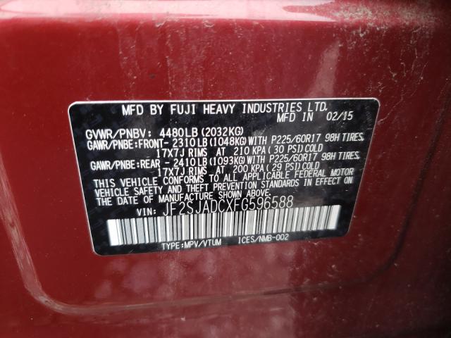 Photo 9 VIN: JF2SJADCXFG596588 - SUBARU FORESTER 