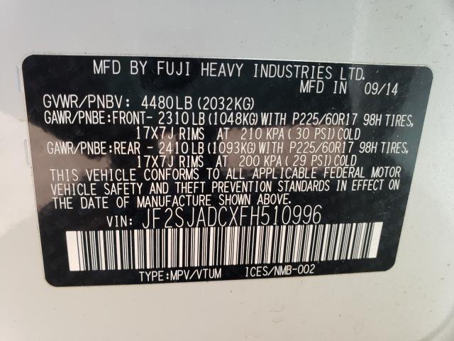 Photo 9 VIN: JF2SJADCXFH510996 - SUBARU FORESTER 2 