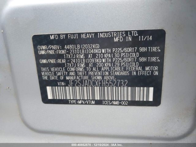 Photo 8 VIN: JF2SJADCXFH552732 - SUBARU FORESTER 