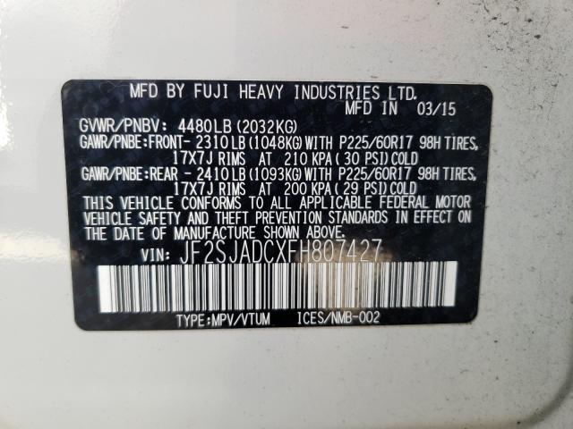 Photo 9 VIN: JF2SJADCXFH807427 - SUBARU FORESTER 2 