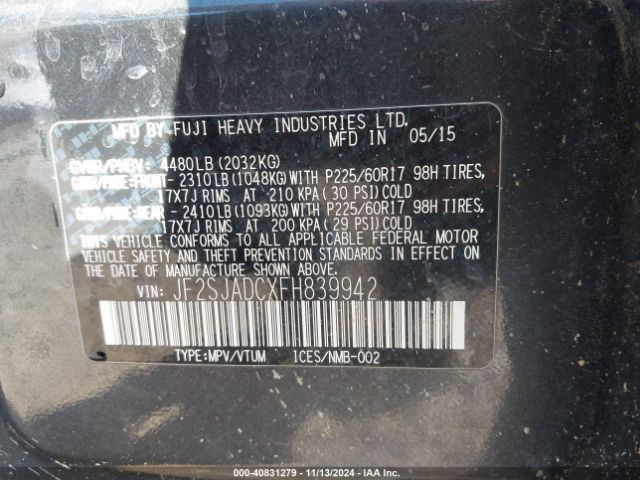 Photo 8 VIN: JF2SJADCXFH839942 - SUBARU FORESTER 