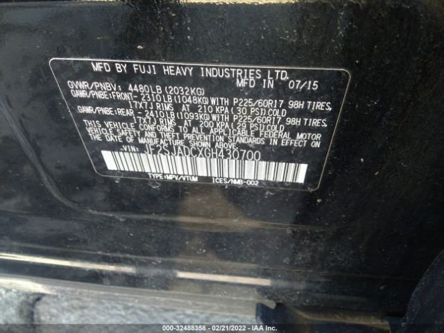 Photo 8 VIN: JF2SJADCXGH430700 - SUBARU FORESTER 