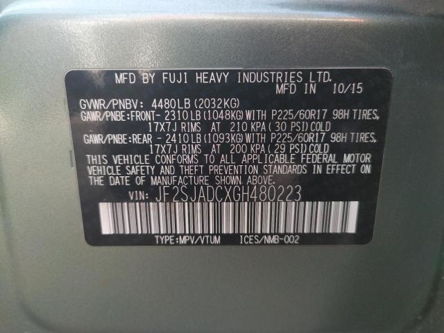 Photo 9 VIN: JF2SJADCXGH480223 - SUBARU FORESTER 2 