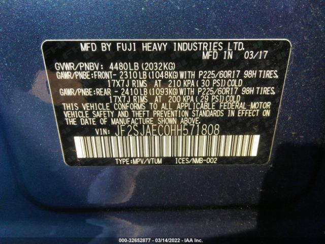 Photo 8 VIN: JF2SJAEC0HH571808 - SUBARU FORESTER 