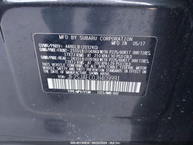 Photo 8 VIN: JF2SJAEC0JH409991 - SUBARU FORESTER 