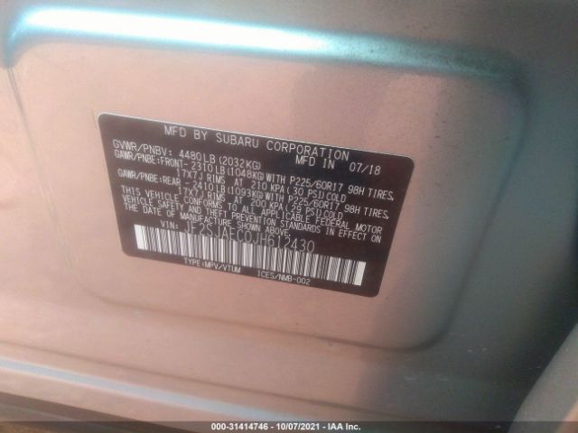 Photo 8 VIN: JF2SJAEC0JH612430 - SUBARU FORESTER 