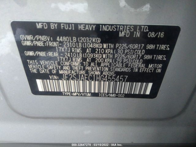 Photo 8 VIN: JF2SJAEC1HG455457 - SUBARU FORESTER 