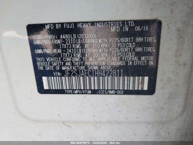 Photo 8 VIN: JF2SJAEC1HH422811 - SUBARU FORESTER 