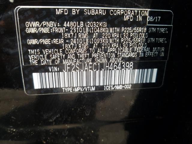 Photo 9 VIN: JF2SJAEC1JH464398 - SUBARU FORESTER 2 