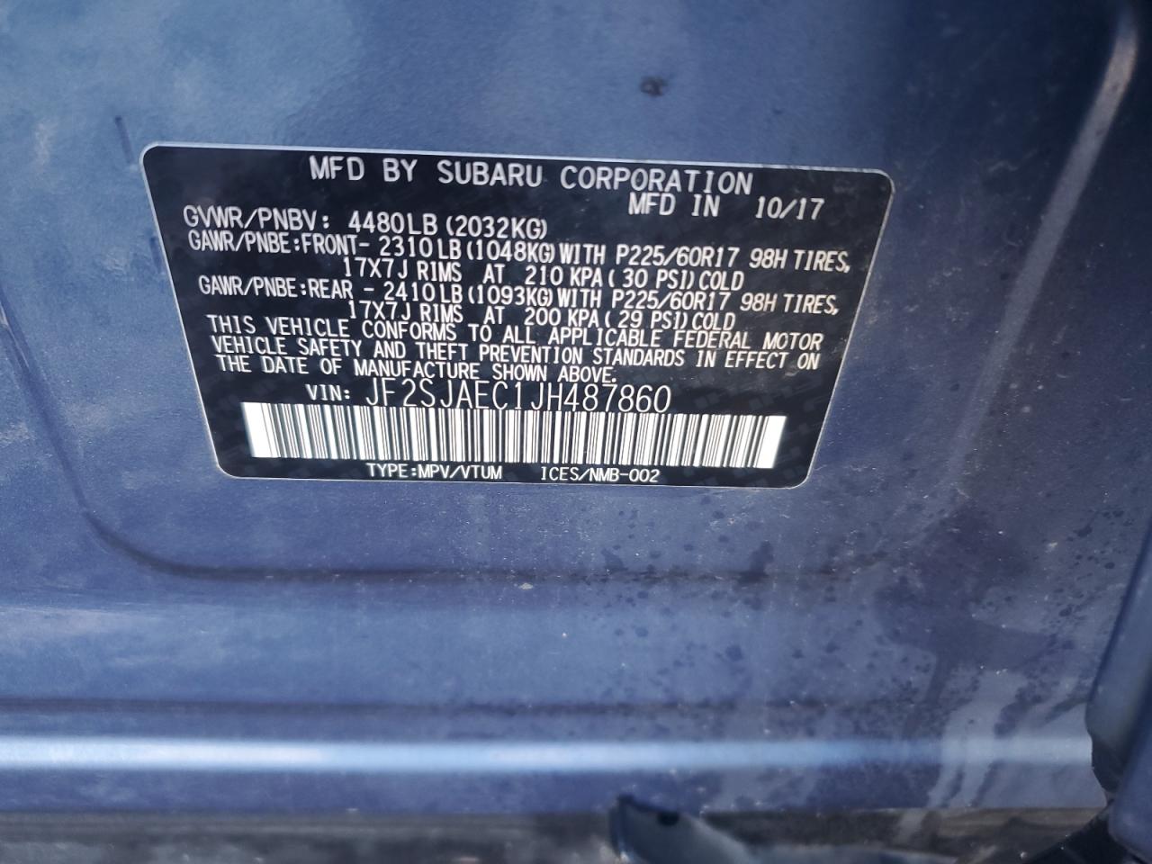 Photo 13 VIN: JF2SJAEC1JH487860 - SUBARU FORESTER 