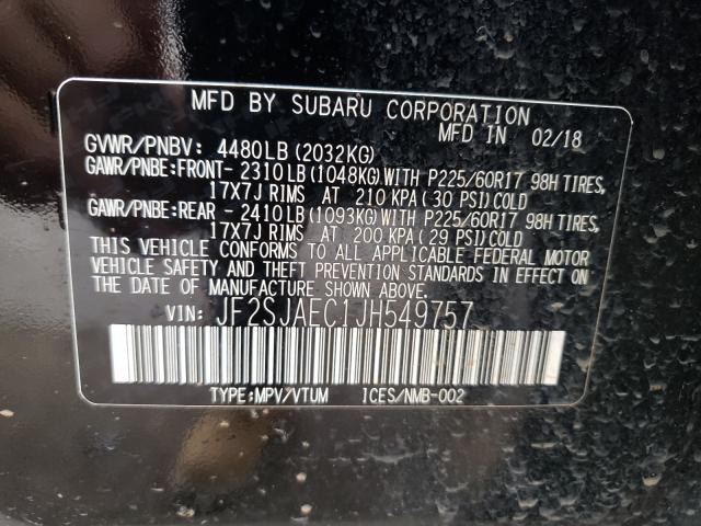 Photo 9 VIN: JF2SJAEC1JH549757 - SUBARU FORESTER 2 