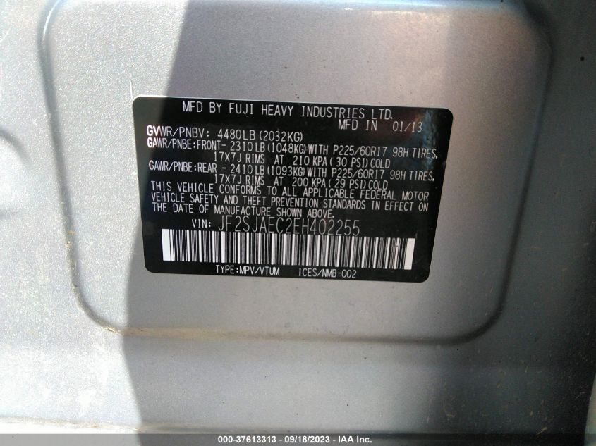 Photo 8 VIN: JF2SJAEC2EH402255 - SUBARU FORESTER 