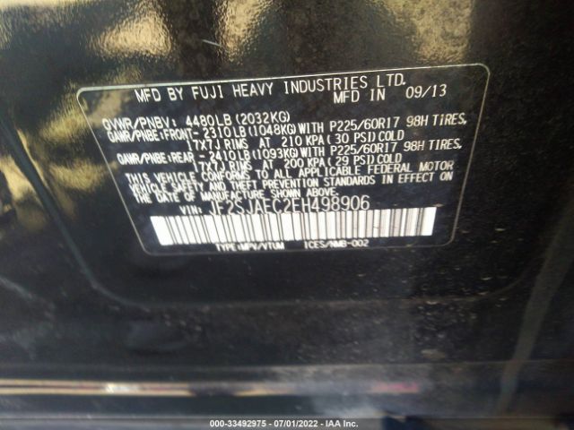 Photo 8 VIN: JF2SJAEC2EH498906 - SUBARU FORESTER 