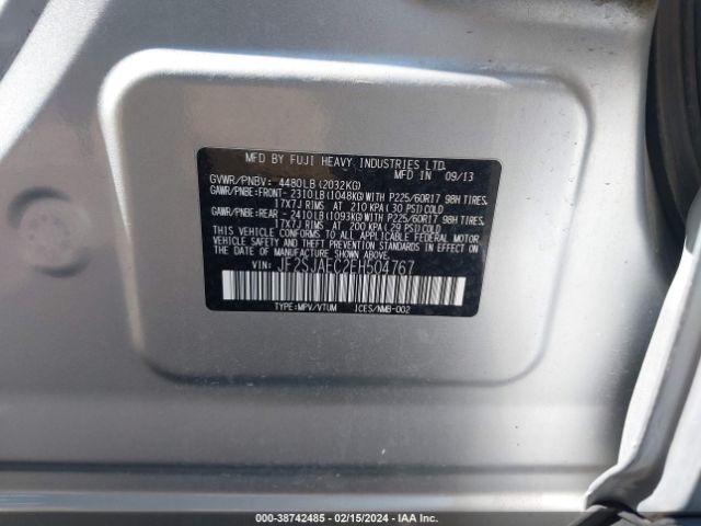 Photo 8 VIN: JF2SJAEC2EH504767 - SUBARU FORESTER 