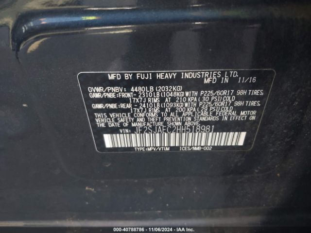 Photo 8 VIN: JF2SJAEC2HH518981 - SUBARU FORESTER 