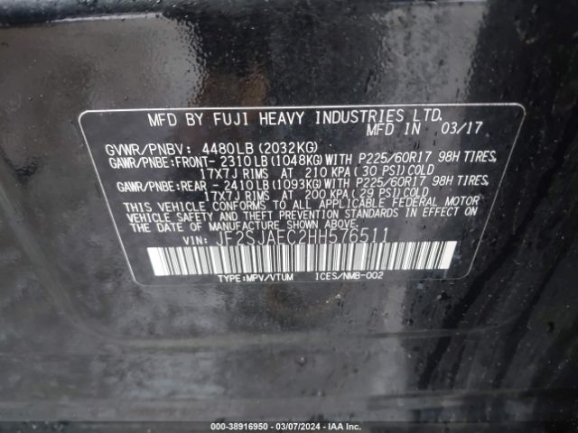 Photo 8 VIN: JF2SJAEC2HH576511 - SUBARU FORESTER 