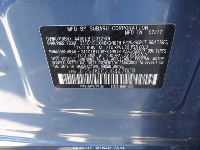 Photo 8 VIN: JF2SJAEC2JG447809 - SUBARU FORESTER 