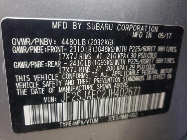 Photo 9 VIN: JF2SJAEC2JH402671 - SUBARU FORESTER 2 