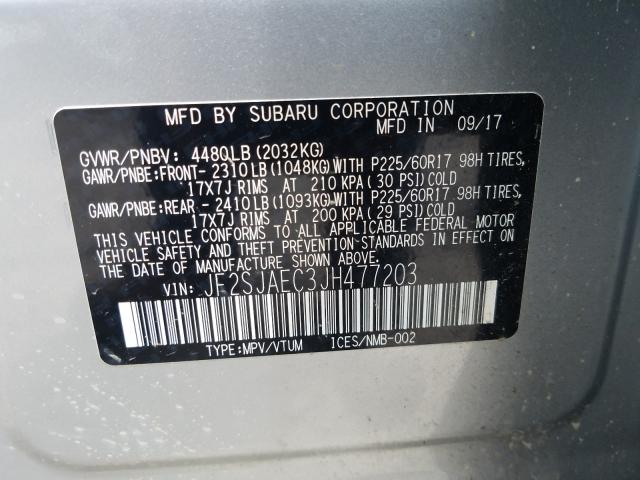 Photo 9 VIN: JF2SJAEC3JH477203 - SUBARU FORESTER 2 