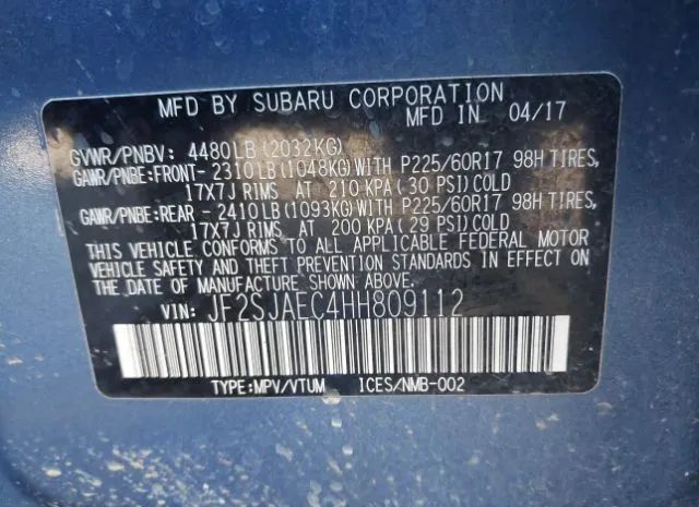 Photo 8 VIN: JF2SJAEC4HH809112 - SUBARU FORESTER 