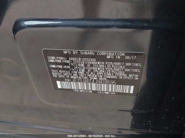 Photo 8 VIN: JF2SJAEC4JH418595 - SUBARU FORESTER 