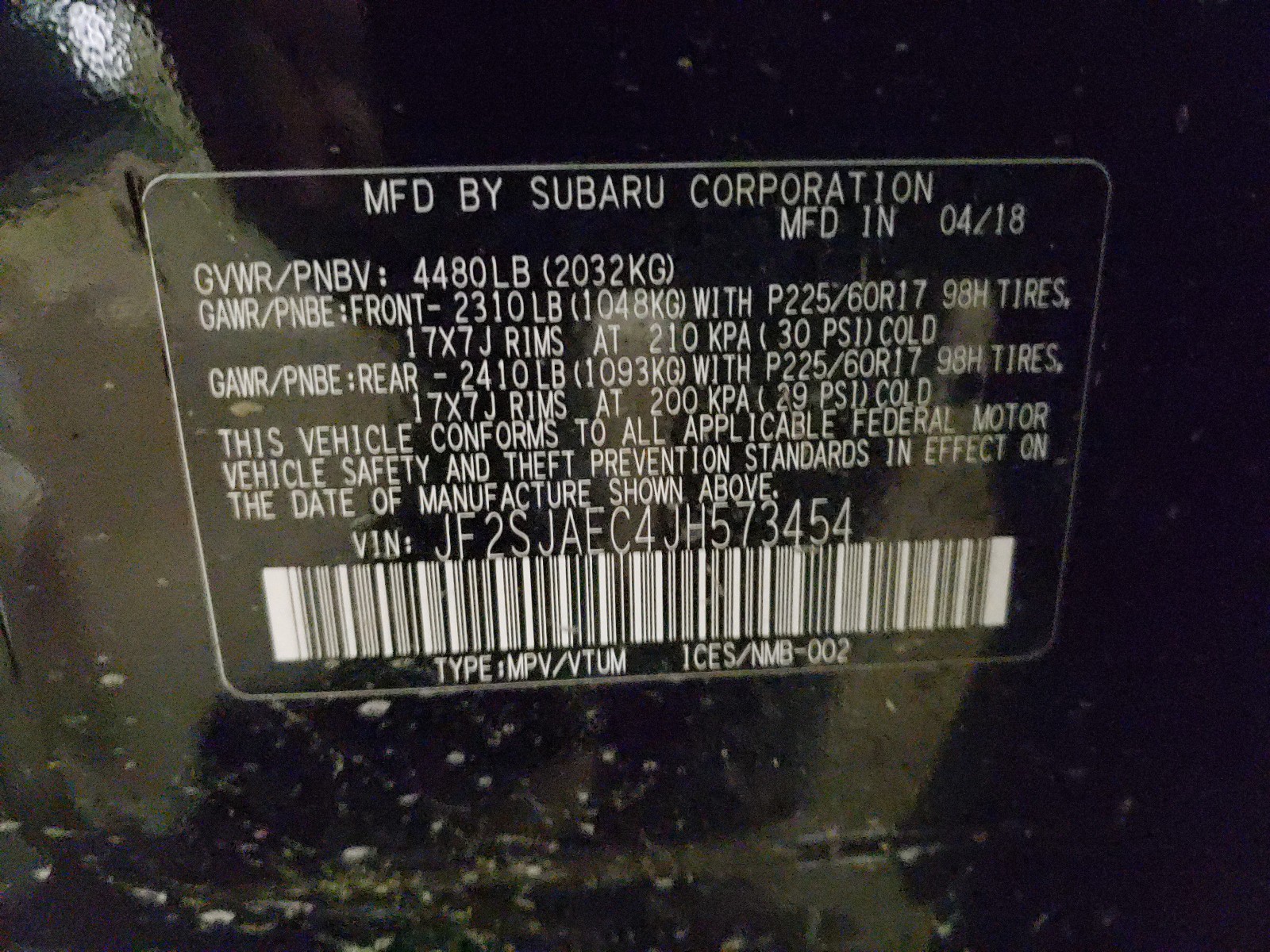 Photo 9 VIN: JF2SJAEC4JH573454 - SUBARU FORESTER 2 