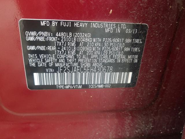 Photo 9 VIN: JF2SJAEC5EH430678 - SUBARU FORESTER 2 