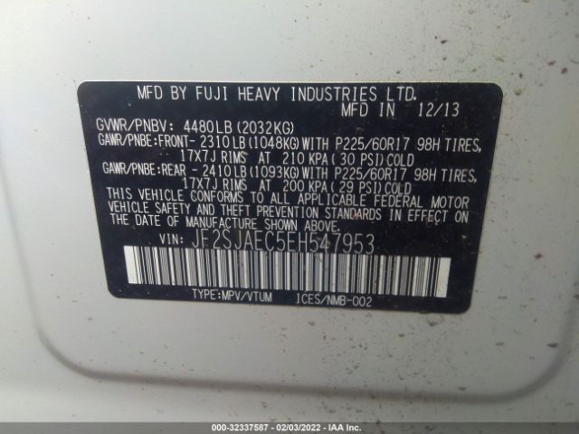 Photo 8 VIN: JF2SJAEC5EH547953 - SUBARU FORESTER 