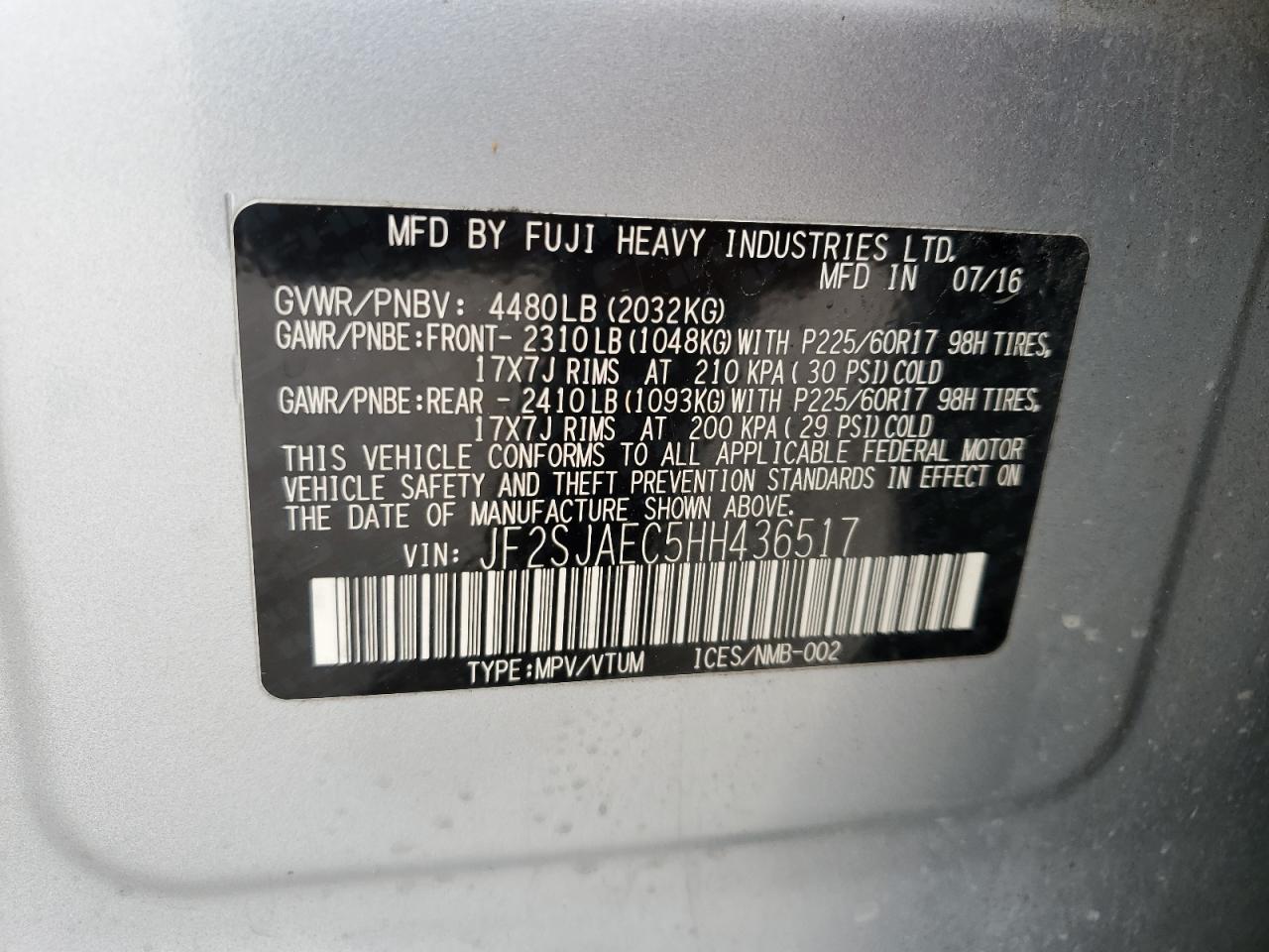 Photo 12 VIN: JF2SJAEC5HH436517 - SUBARU FORESTER 