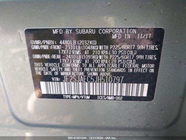 Photo 8 VIN: JF2SJAEC5JH510797 - SUBARU FORESTER 