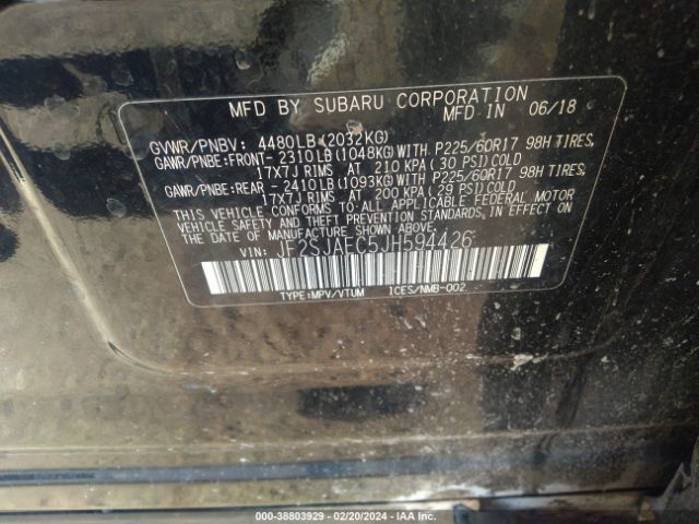 Photo 8 VIN: JF2SJAEC5JH594426 - SUBARU FORESTER 