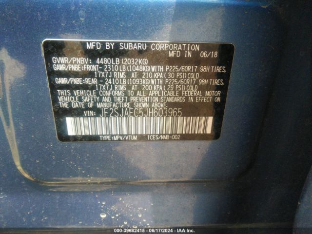 Photo 8 VIN: JF2SJAEC5JH603965 - SUBARU FORESTER 