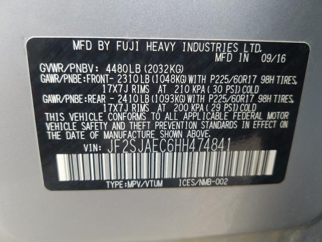 Photo 9 VIN: JF2SJAEC6HH474841 - SUBARU FORESTER 2 