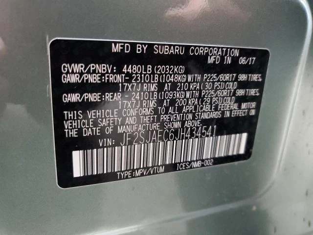 Photo 12 VIN: JF2SJAEC6JH434541 - SUBARU FORESTER 2 