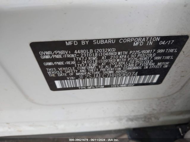 Photo 8 VIN: JF2SJAEC7HH806074 - SUBARU FORESTER 