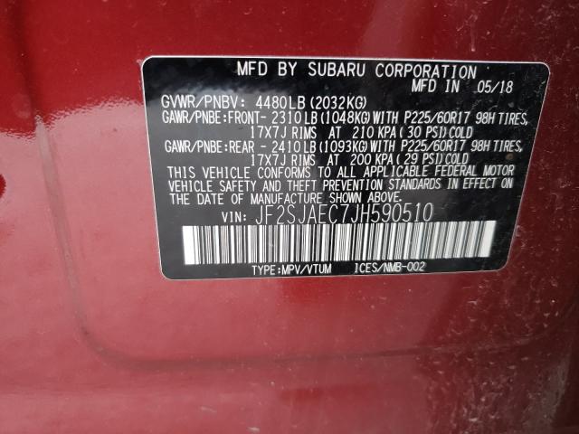 Photo 9 VIN: JF2SJAEC7JH590510 - SUBARU FORESTER 2 