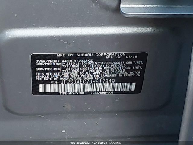 Photo 8 VIN: JF2SJAEC7JH617849 - SUBARU FORESTER 