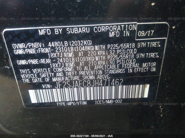 Photo 8 VIN: JF2SJAEC8JH471462 - SUBARU FORESTER 