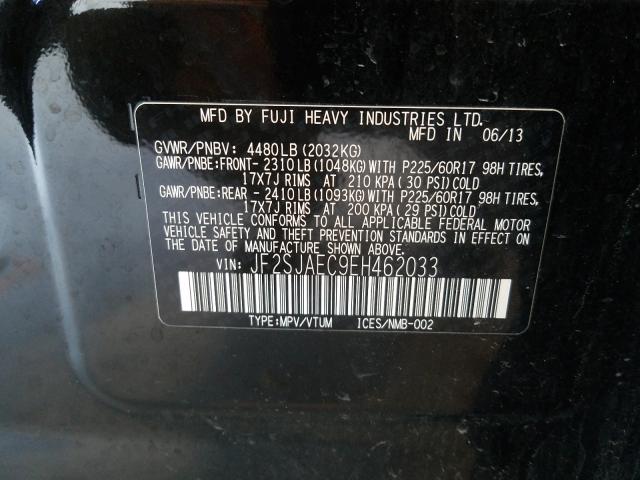 Photo 9 VIN: JF2SJAEC9EH462033 - SUBARU FORESTER 2 