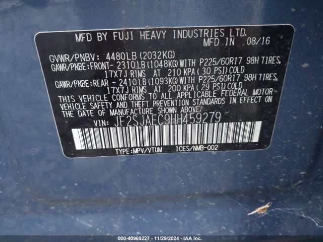 Photo 8 VIN: JF2SJAEC9HH459279 - SUBARU FORESTER 