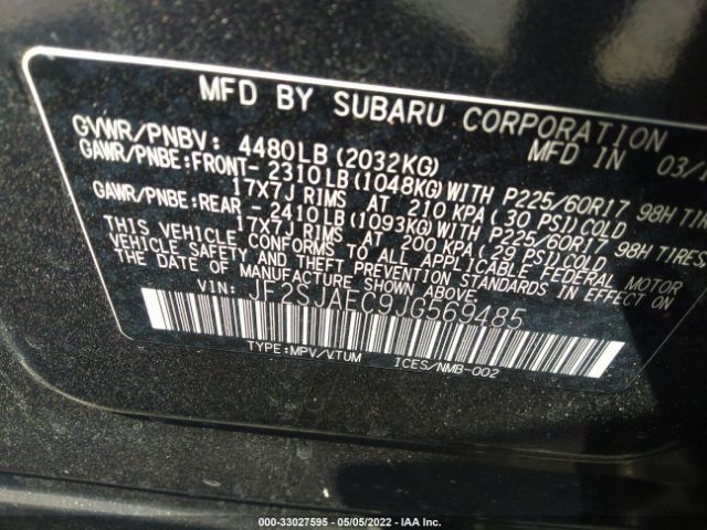 Photo 8 VIN: JF2SJAEC9JG569485 - SUBARU FORESTER 