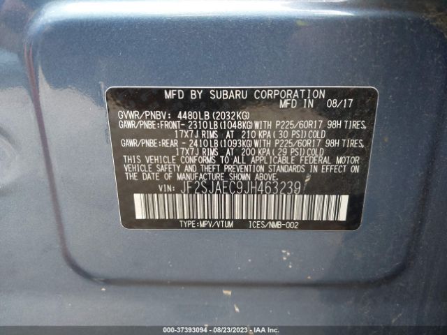 Photo 8 VIN: JF2SJAEC9JH463239 - SUBARU FORESTER 