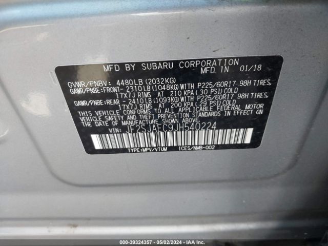 Photo 8 VIN: JF2SJAEC9JH540224 - SUBARU FORESTER 