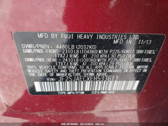 Photo 8 VIN: JF2SJAECXEH533613 - SUBARU FORESTER 