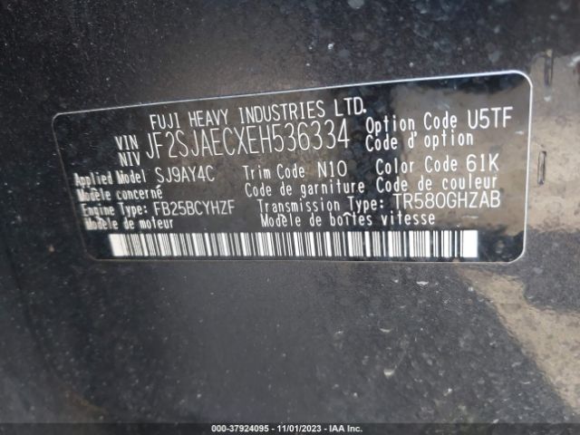 Photo 8 VIN: JF2SJAECXEH536334 - SUBARU FORESTER 