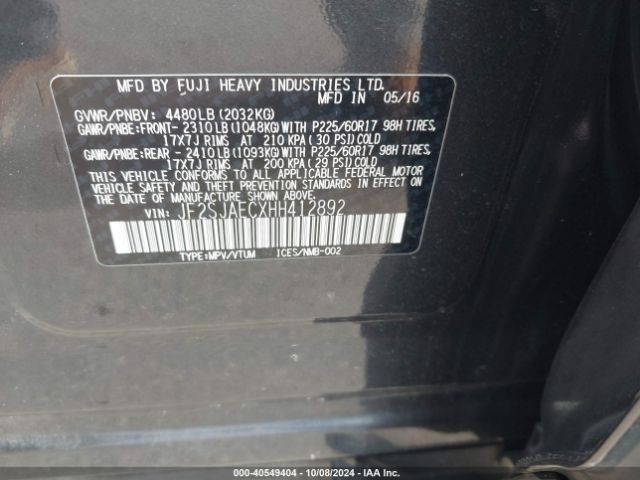 Photo 8 VIN: JF2SJAECXHH412892 - SUBARU FORESTER 