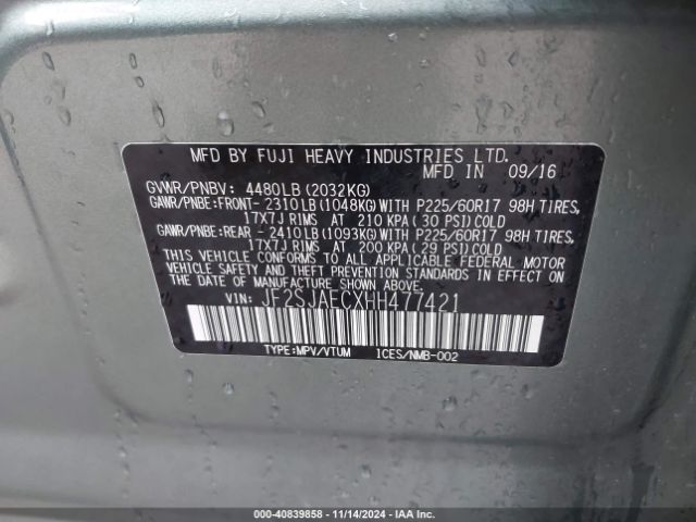 Photo 8 VIN: JF2SJAECXHH477421 - SUBARU FORESTER 