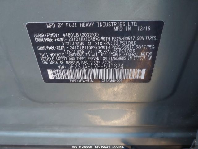 Photo 8 VIN: JF2SJAECXHH531624 - SUBARU FORESTER 