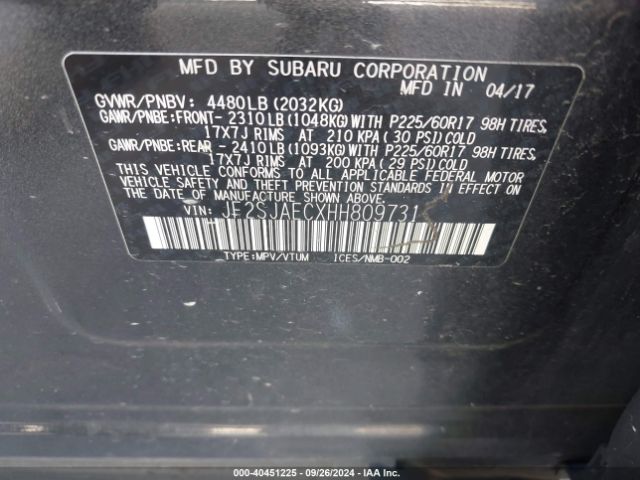 Photo 8 VIN: JF2SJAECXHH809731 - SUBARU FORESTER 